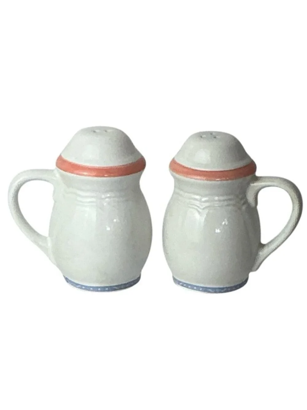 Vintage Cow Chef Salt Pepper Shakers White Mauve Pink & Blue 1880’s Collectible